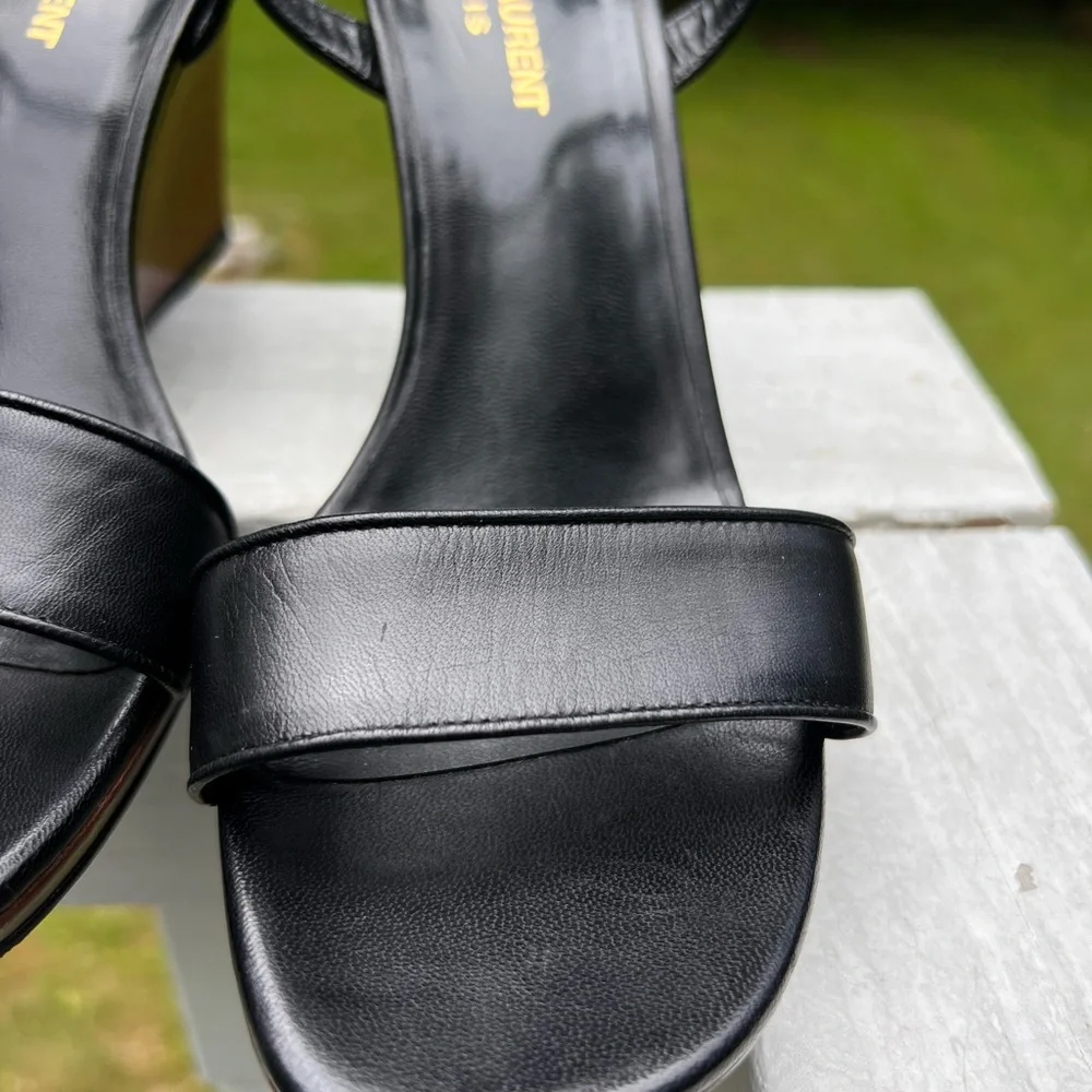SAINT LAURENT BLACK LEATHER SANDALS (CERTIFICATE OF AUTHENTICITY INCLUDED) - Picture 5 of 8